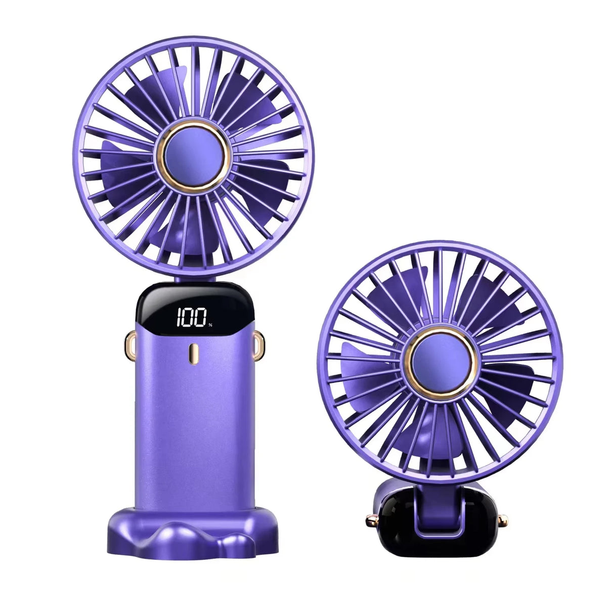 2025 New USB Rechargeable Portable Hand Fan Mini Neck Fan with Phone Holder for Outdoor Use Air Cooling