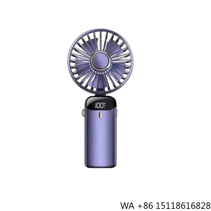 2025 New USB Rechargeable Portable Hand Fan Mini Neck Fan with Phone Holder for Outdoor Use Air Cooling