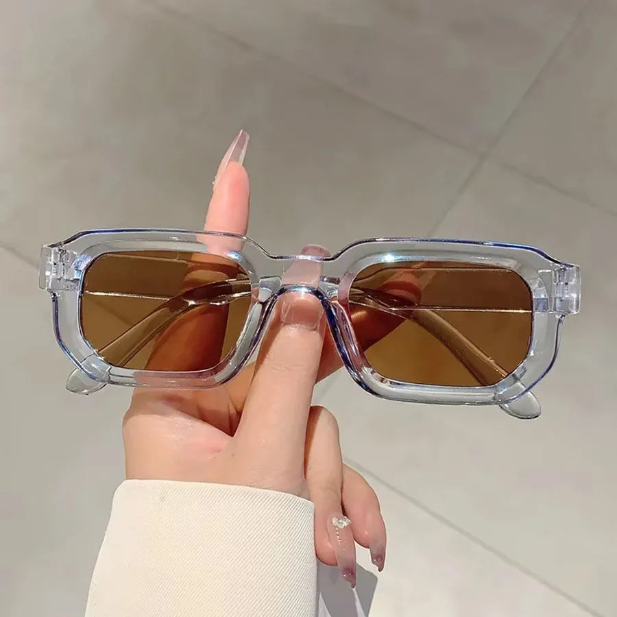 6PCS/Set Women Vintage Rectangle Frame Sunglasses Fashion Retro Sun Glasses Luxury Brand Design Glasses Eyewear Men Goggle
