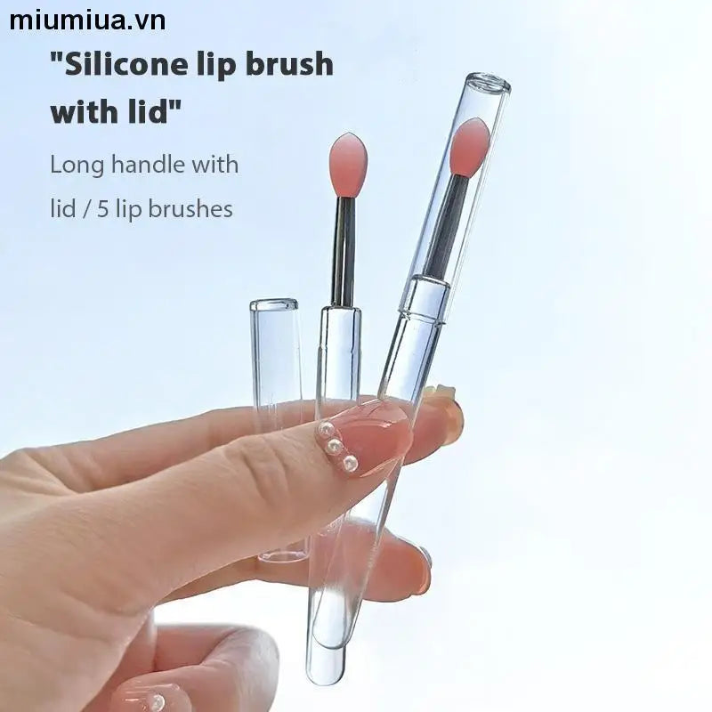 1 Pack Silicone Lip Brushes With Soft Tip Dustproof Cover For Daily Makeup Travel Lip Gloss Use